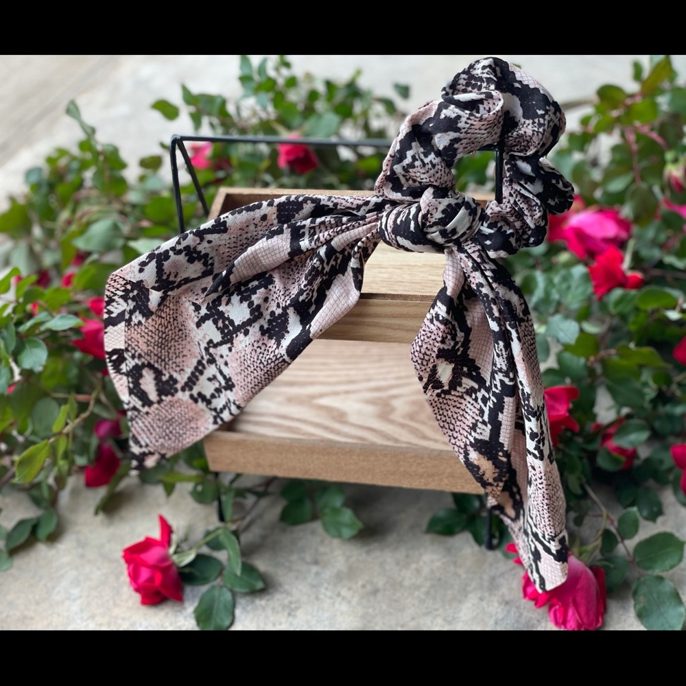 Snakeskin scrunchie scarf